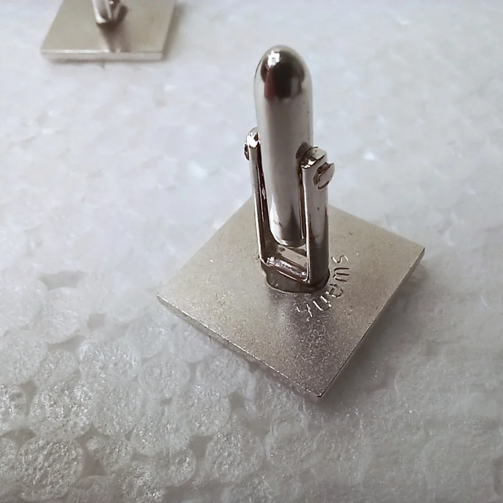 Silver Cufflinks and Tie Clip Set Vintage SWANK Sculpted Graphic Mid-Century